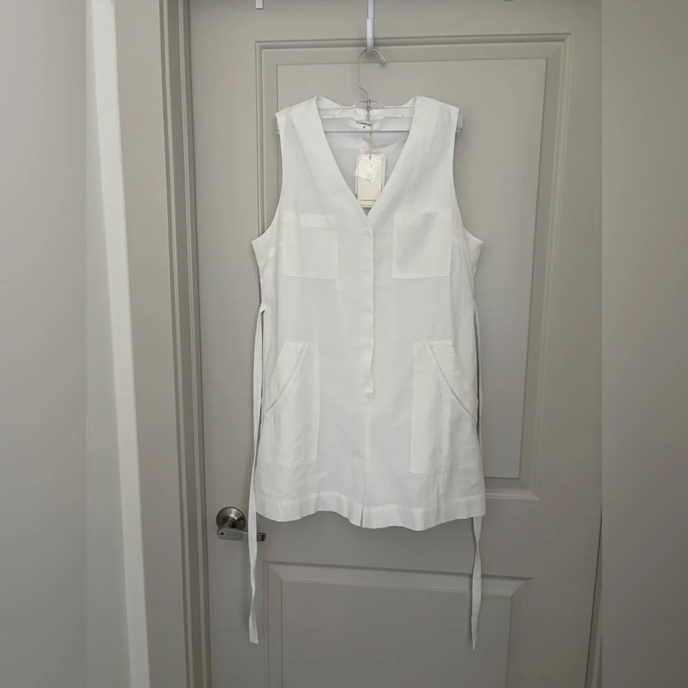 Commense White V-Neck Button Short Romper NWT Size XL 100% cotton - Picture 3 of 6